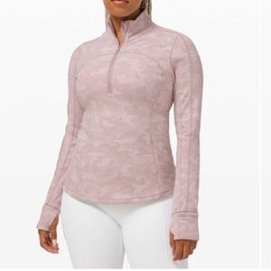 Lululemon Run Briskly 1/2 Zip Como Jacquard White Sz 6